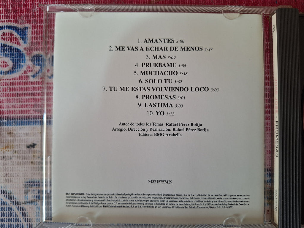 JOSE JOSE PROMESAS CD ORIGINAL USADO EN BUENAS CONDICIONES [NACIONAL] [REEDICION]
