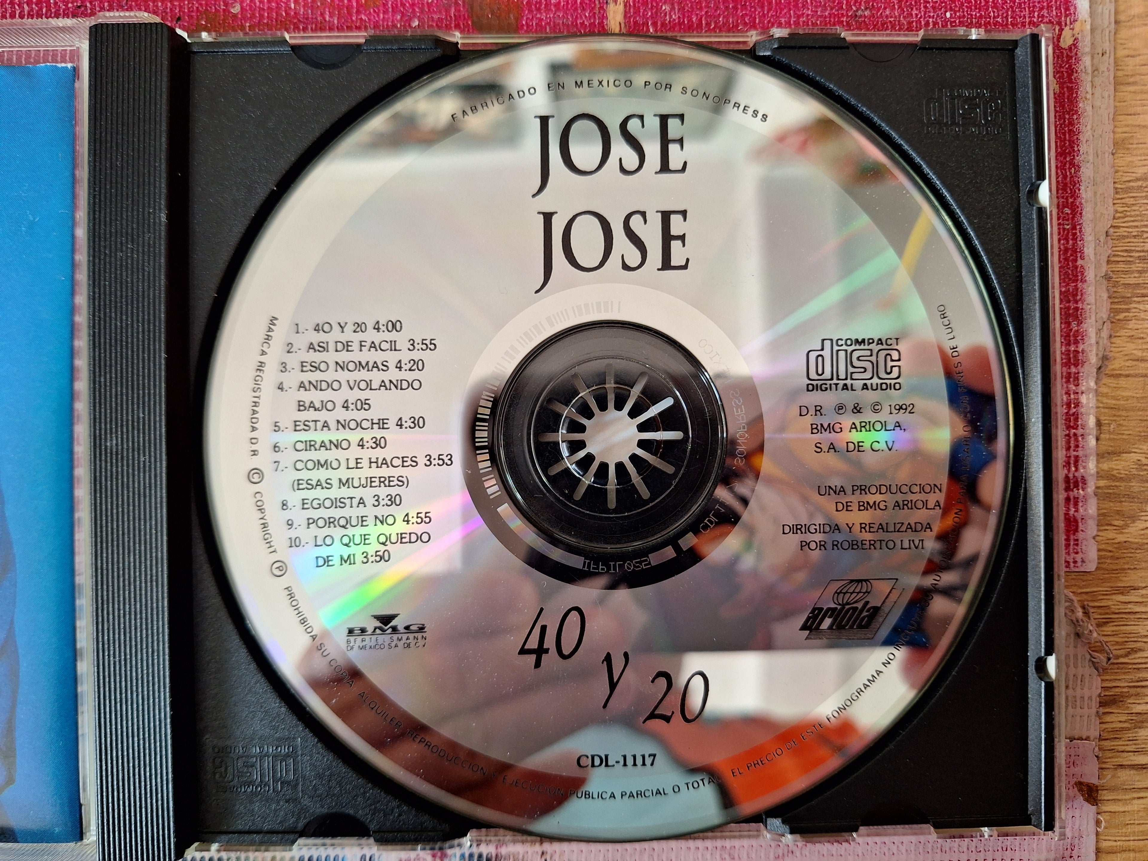 JOSE JOSE 40 Y 20 CD ORIGINAL USADO EN BUENAS CONDICIONES [NACIONAL]